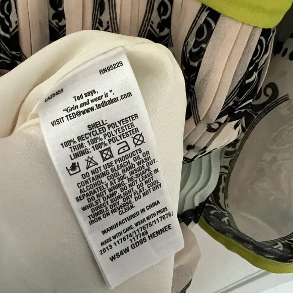 TED BAKER Tea for Two Cameo Silhouette Print Pleat Skirt Dress - Size 3 - Picture 9 of 9